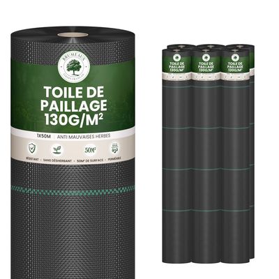 Toile de Paillage 300m2 - 6 rouleaux 50x1m - Epaisseur 130g/m²