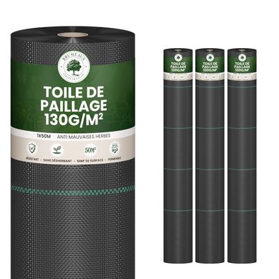 Toile de Paillage 150m2 - 3 rouleaux 50x1m - Epaisseur 130g/m²